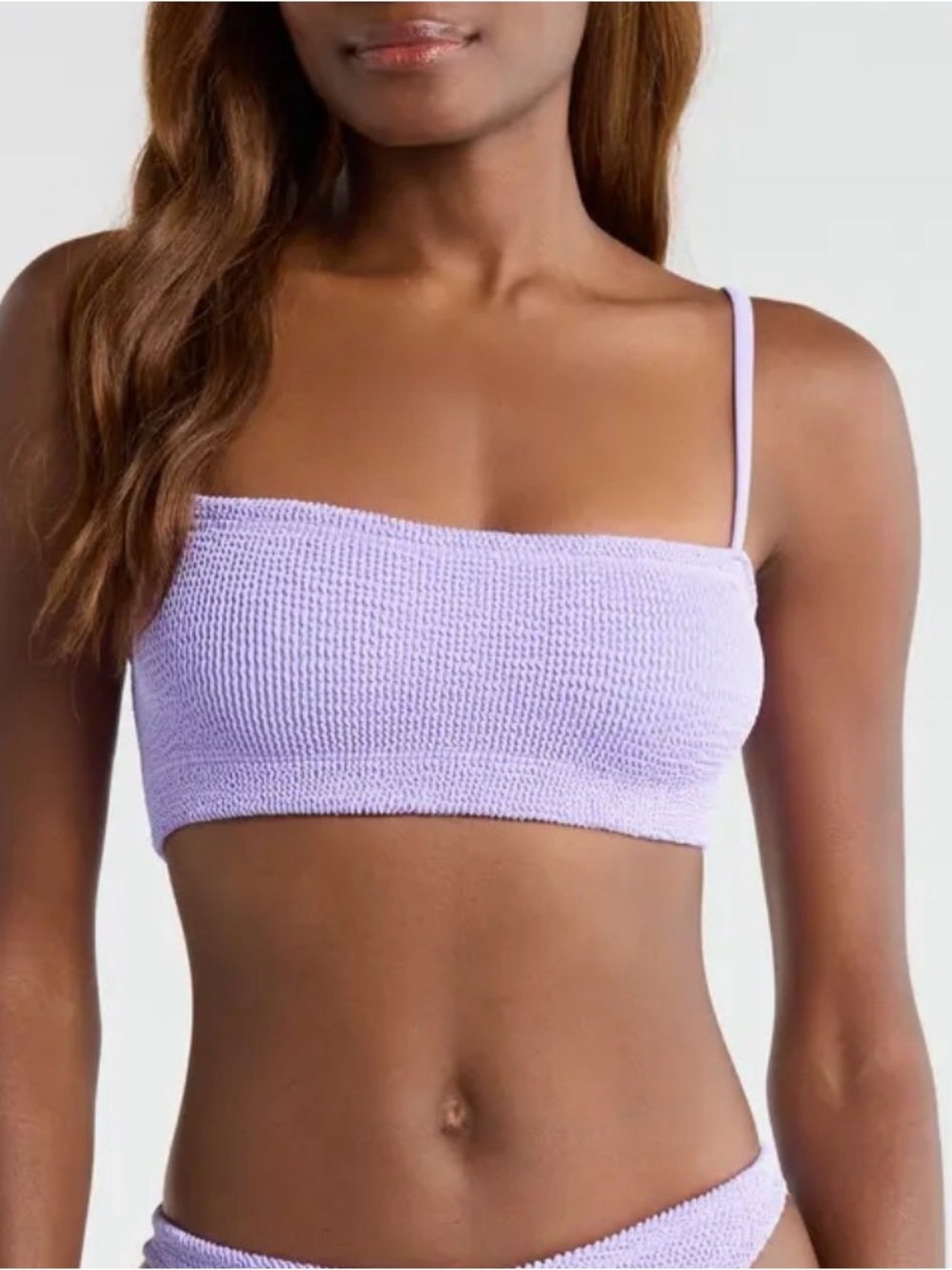 HUNZA G Gigi Crinkled Bikini Top Swimsuit